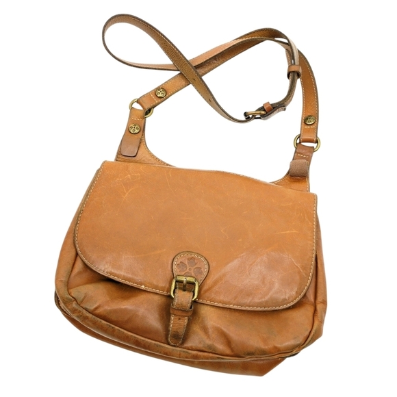 Patricia Nash London Saddle Bag Purse Crossbody Cognac Brown Genuine Leather - Picture 1 of 12